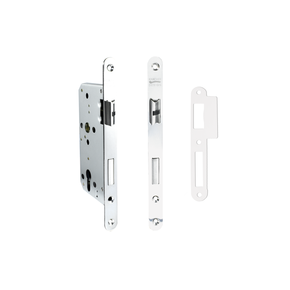 Locks for custom-bored doors polished stainless steel S10 GEMO PZ 72